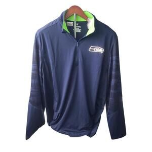 Fanatics Seattle Seahawks Quarter-Zip Pullover - Navy Blue Size XL